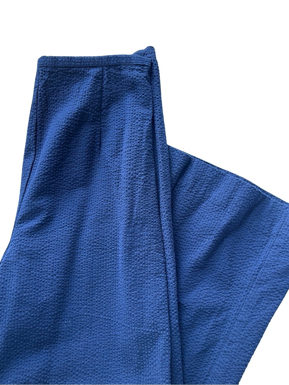 Staud Blue High Rise Cropped Pants Textured Knit Cotton Womens Size XS